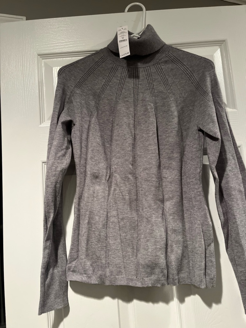 White House Black Market Gray Ribbed Turtleneck Sweater